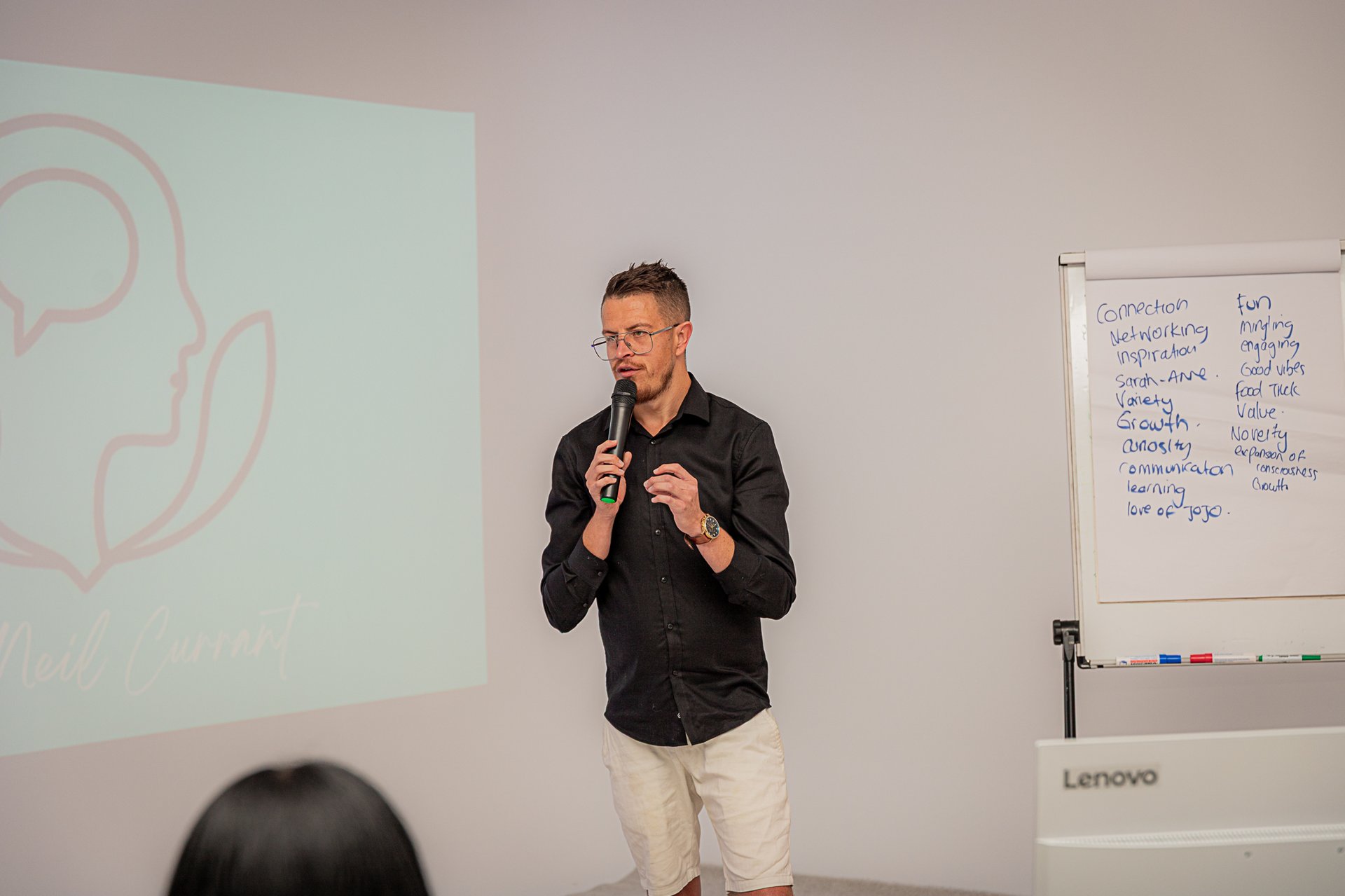 Kyal speaking to an engaged audience